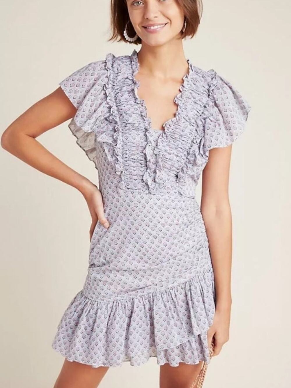 Anthropologie La Vie Rebecca Taylor Luna Meadow Floral Mini Dress Size Small